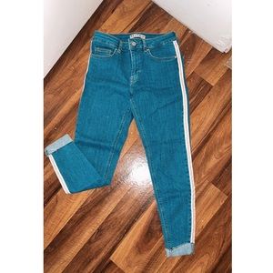 Denim jeans with pinstripe detail